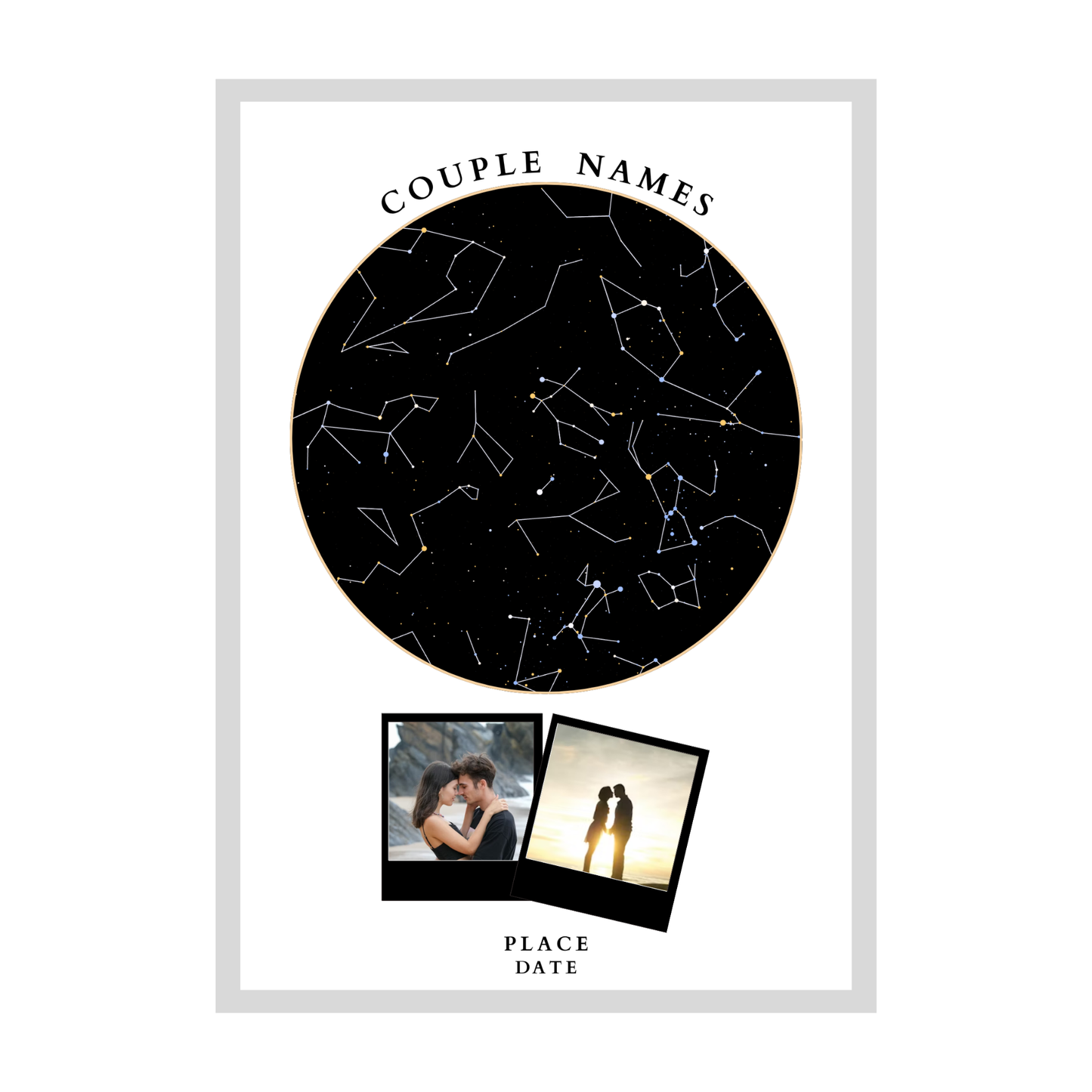 Custom Love Timeline Frame with Star Map