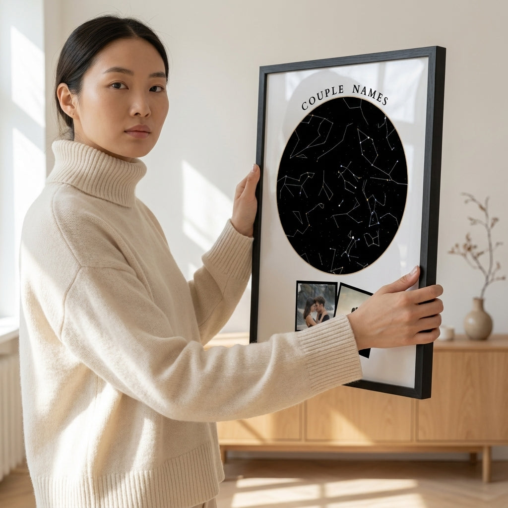 Custom Love Timeline Frame with Star Map