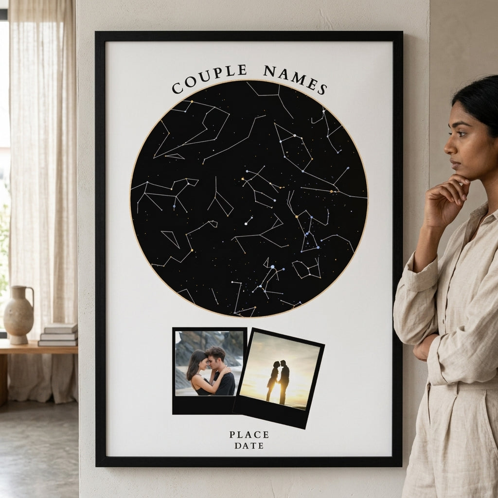 Custom Love Timeline Frame with Star Map